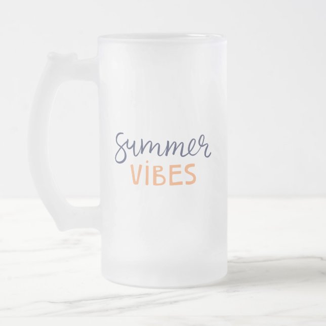 summer vibe frosted glass beer mug (Left)