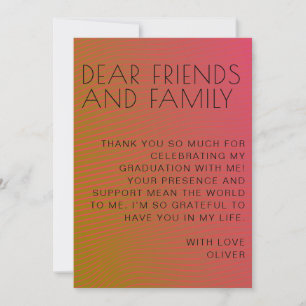 Summer vibe graduation parallel warm color lines thank you card