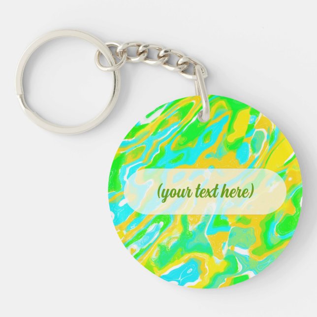 Summer Vibe Marble Texture Liquid Paint Mixture Keychain (Front)