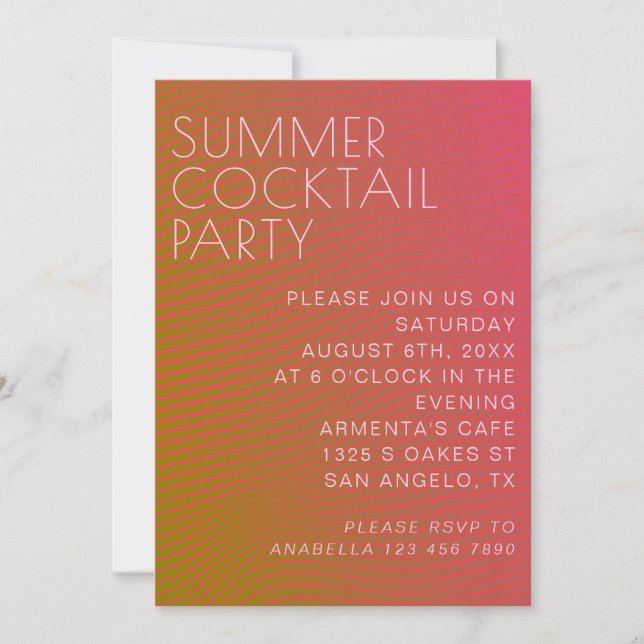 Summer vibe parallel warm color lines invitation (Front)