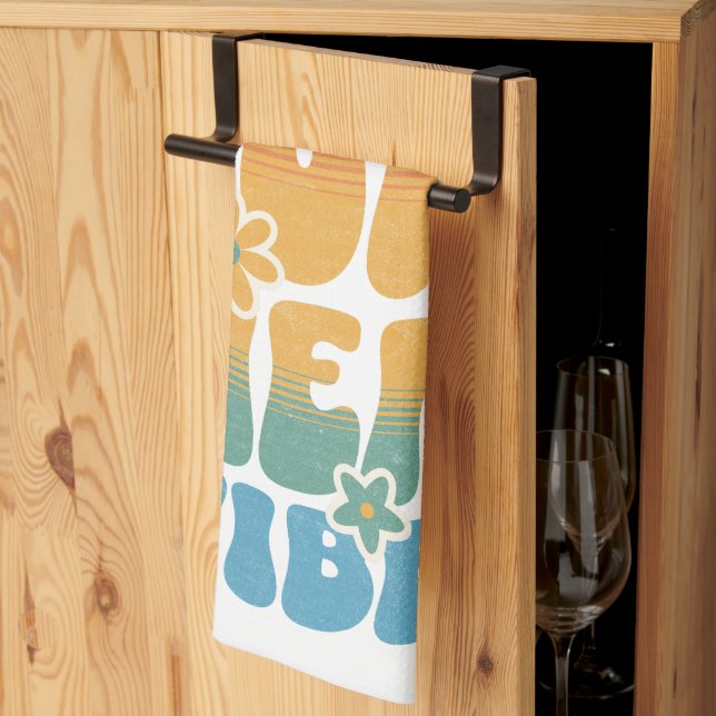 Summer Vibe Retro Floral  Kitchen Towel (Thirds Fold)