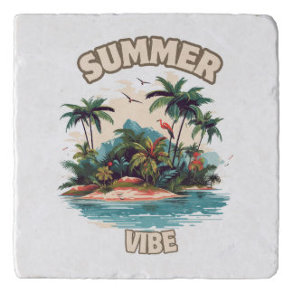 Summer Vibe Tropical Island Illustration Trivet