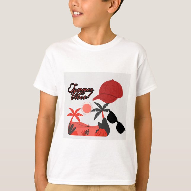 Summer Vibe White Short-Sleeve T-shirt for boys (Front)
