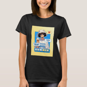 Summer Vibes Anime Girl with Ice Cream T-Shirt