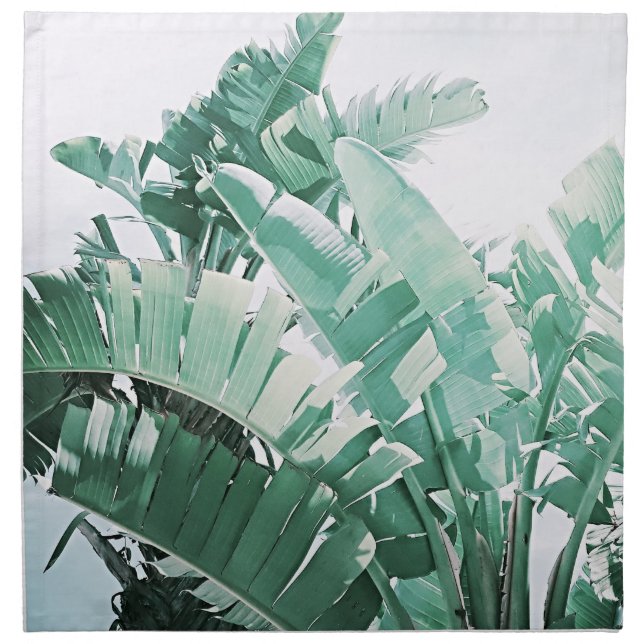 Summer Vibes Banana Leaves Pale Green Cloth Napkin (Front)