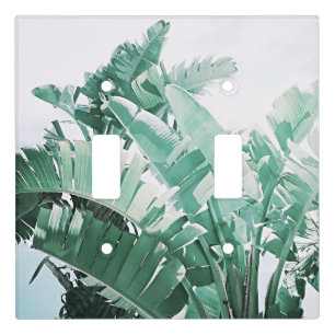 Summer Vibes Banana Leaves Pale Green Light Switch Cover