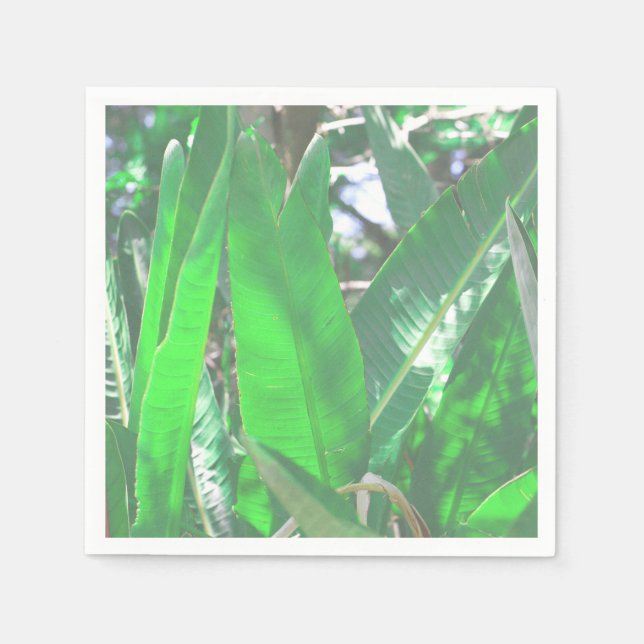 Summer Vibes Banana Tree Leaves Pale Green Napkins (Front)
