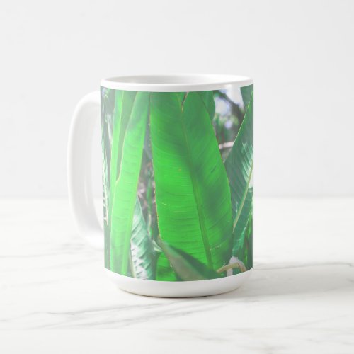 Summer Vibes Banana Tree Leaves Pale Green Pastel Coffee Mug