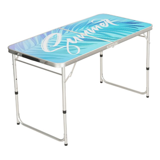 Summer Vibes Beer Pong Table – Tropical Edition (Angled)