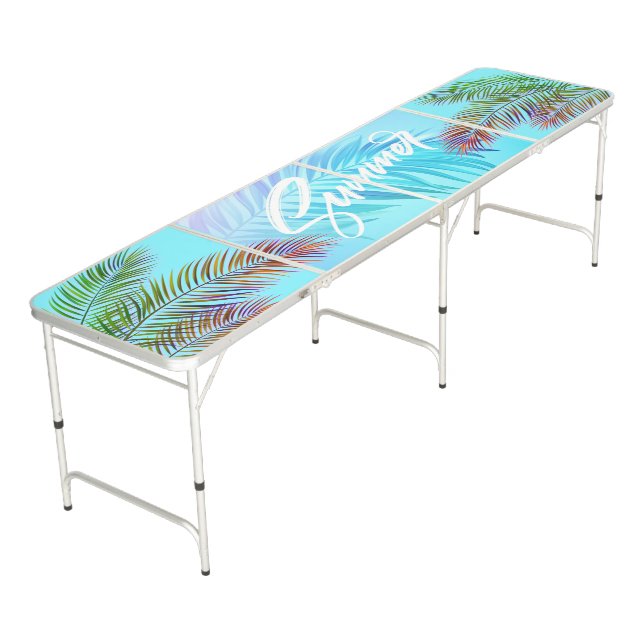 Summer Vibes Beer Pong Table – Tropical Edition (Angled)