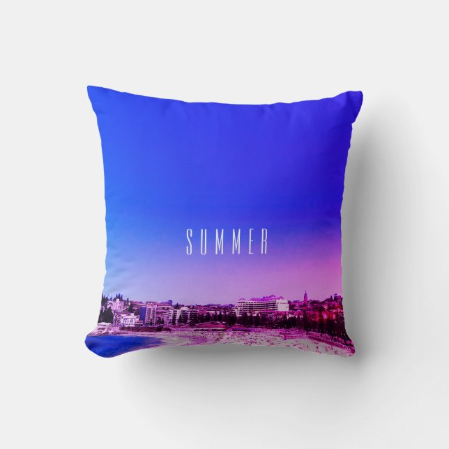 Summer Vibes Blue Purple Modern Personal Throw Pillow (Front)