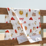 Summer Vibes | Boho Retro Summer Monogram Beach Towel<br><div class="desc">Featuring boho summer sunshine and rainbow illustrations in a trendy gender neutral terracotta color palette. Summer is the perfect time to add bold pops of cheerful color, and with this palette, your summer party will be filled with joyful smiles and happy energy! It doesn’t get any sweeter than corals, oranges,...</div>