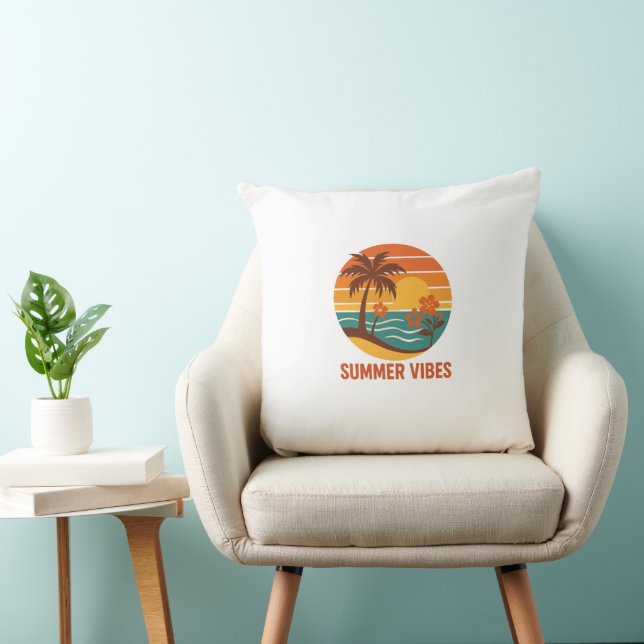 Summer Vibes – Bright, Tropical, and Fun Design Throw Pillow (Chair)