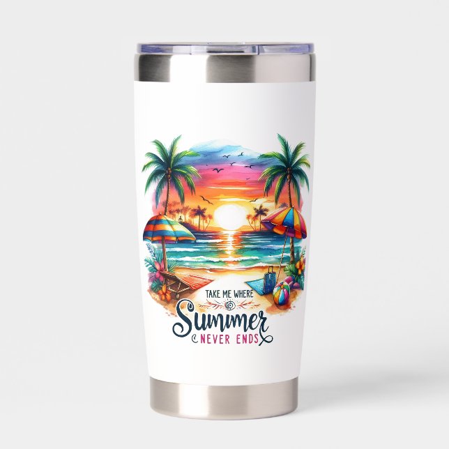 Summer Vibes Brushstroke Beach Sunset-34626 Insulated Tumbler (Front)