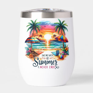 Summer Vibes Brushstroke Beach Sunset-34626 Thermal Wine Tumbler