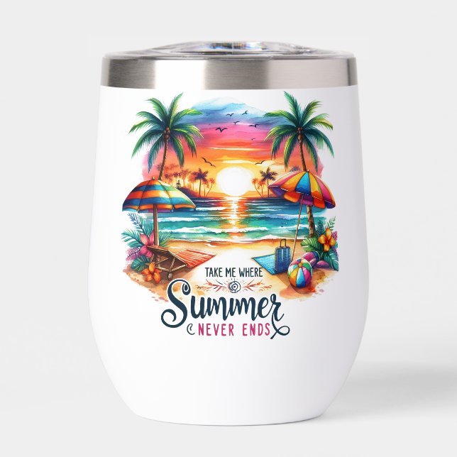 Summer Vibes Brushstroke Beach Sunset-34626 Thermal Wine Tumbler (Front)