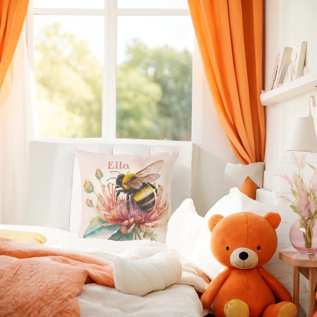 Summer Vibes Bumblebee - Personalized   Throw Pillow (Creator Uploaded)