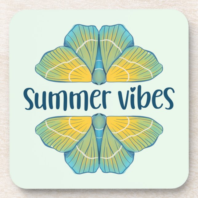 Summer Vibes Butterfly Beverage Coaster (Front)