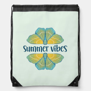 Summer Vibes Butterfly Drawstring Bag