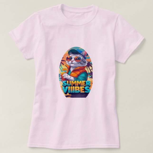 Summer Vibes Cat T-Shirt (Design Front)