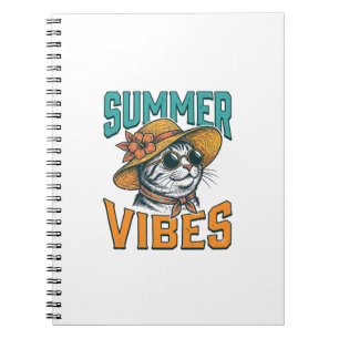 Summer Vibes Cat Vintage Engraving Design_1 Notebook
