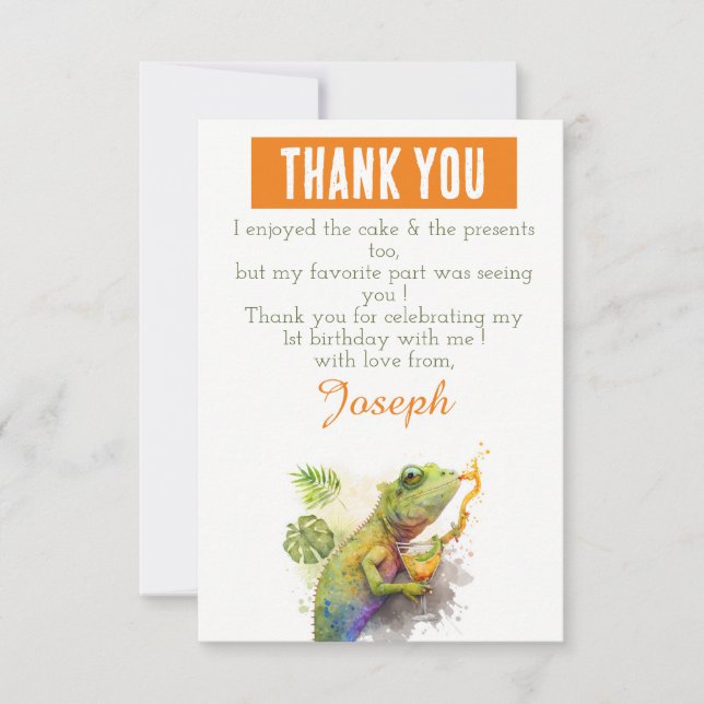 Summer Vibes Chameleon Cocktail - Birthday  Thank You Card (Front)