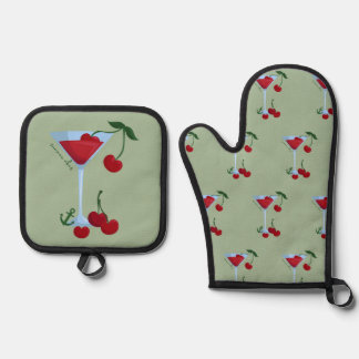  Summer Vibes Cherry Oven Mitt & Pot Holder Set