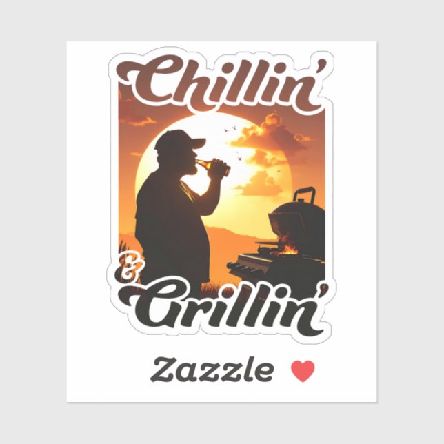Summer Vibes Chillin’ & Grillin' Silhouette Sticker (Sheet)
