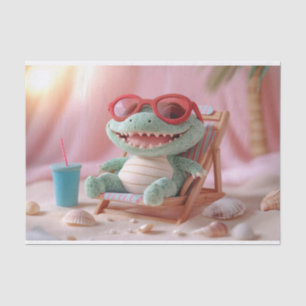 Summer Vibes: Chillin' Plush Crocodile on Vacation Tissue Paper
