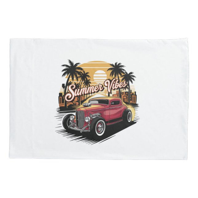 Summer Vibes Classic Car Pillow Case (Back)