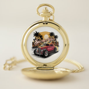 Summer Vibes Classic Car Pocket Watch
