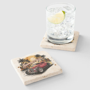 Summer Vibes Classic Car Stone Coaster