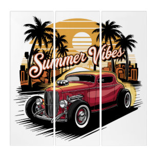 Summer Vibes Classic Car Triptych