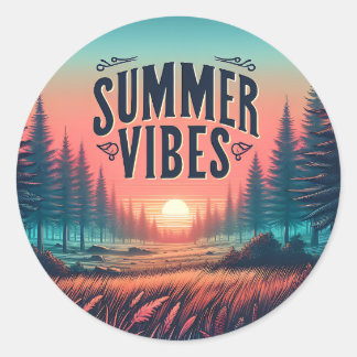 Summer Vibes Classic Round Sticker