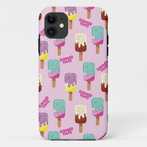 Summer Vibes Colorful Popsicles Ice Pink   iPhone 11 Case