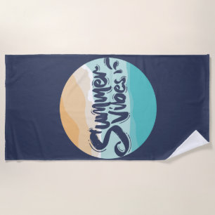 summer vibes colorful vintage beach towel