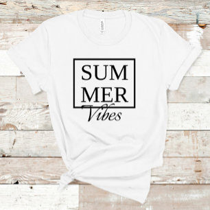 Summer Vibes Cool saying with black text white T-Shirt