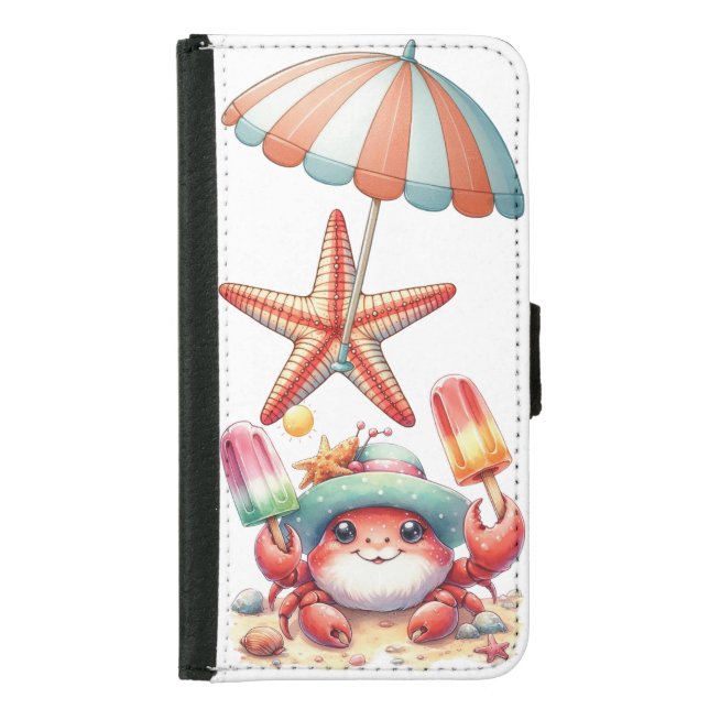 Summer Vibes Crab with Popsicles Samsung Galaxy Wallet Case (Front)