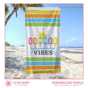 Summer Vibes Customizable Girls Beach Towel