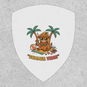 Summer Vibes Cute Highland Cow Beach Vacation Shir Patch