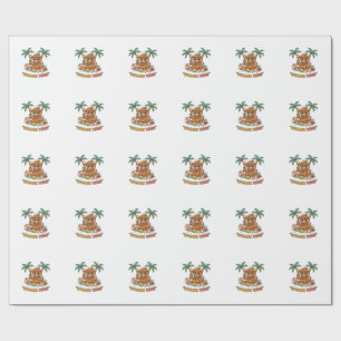 Summer Vibes Cute Highland Cow Beach Vacation Shir Wrapping Paper