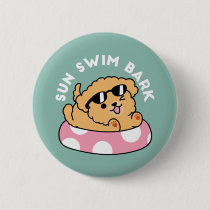 Summer Vibes Dog – Floating Puppy with Sunglasses Button