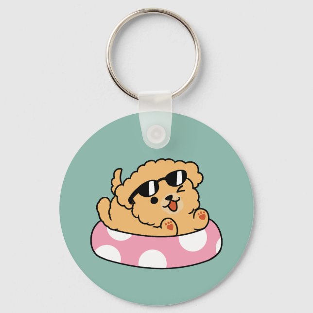 Summer Vibes Dog – Floating Puppy with Sunglasses Keychain (Front)