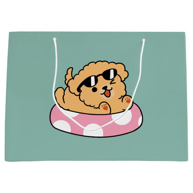 Summer Vibes Dog – Floating Puppy with Sunglasses Large Gift Bag (Front)