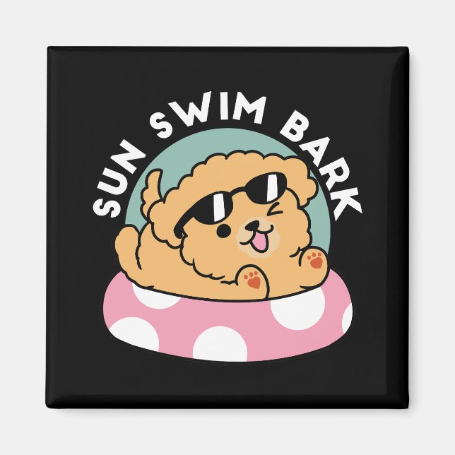 Summer Vibes Dog – Floating Puppy with Sunglasses Magnet (Front)