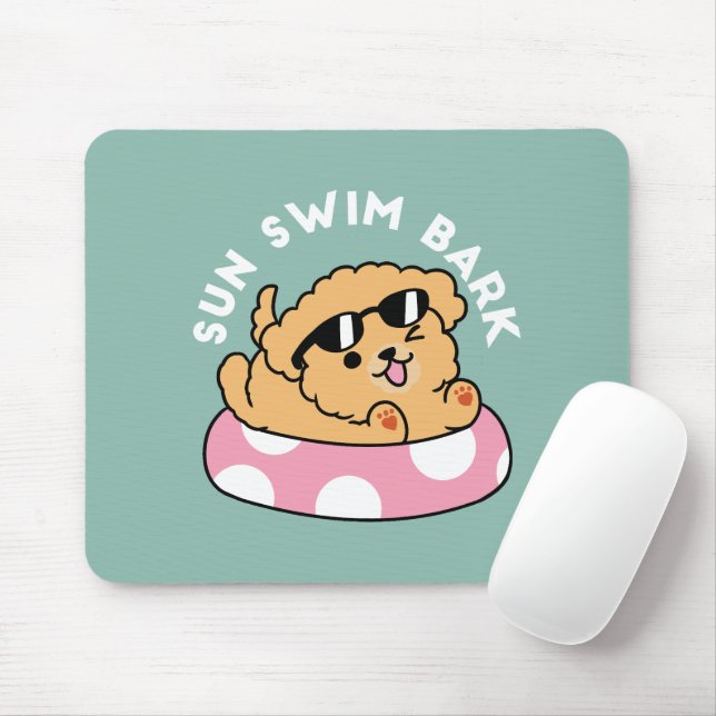 Summer Vibes Dog – Floating Puppy with Sunglasses Mouse Pad (With Mouse)