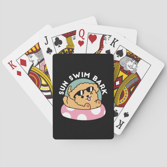 Summer Vibes Dog – Floating Puppy with Sunglasses Poker Cards (Back)