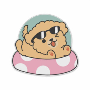 Summer Vibes Dog – Floating Puppy with Sunglasses Sticker