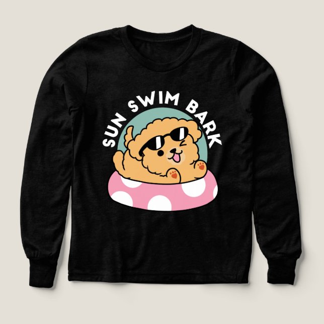 Summer Vibes Dog – Floating Puppy with Sunglasses Tri-Blend Shirts (Design Front)