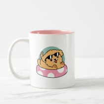 Summer Vibes Dog – Floating Puppy with Sunglasses Two-Tone Coffee Mug